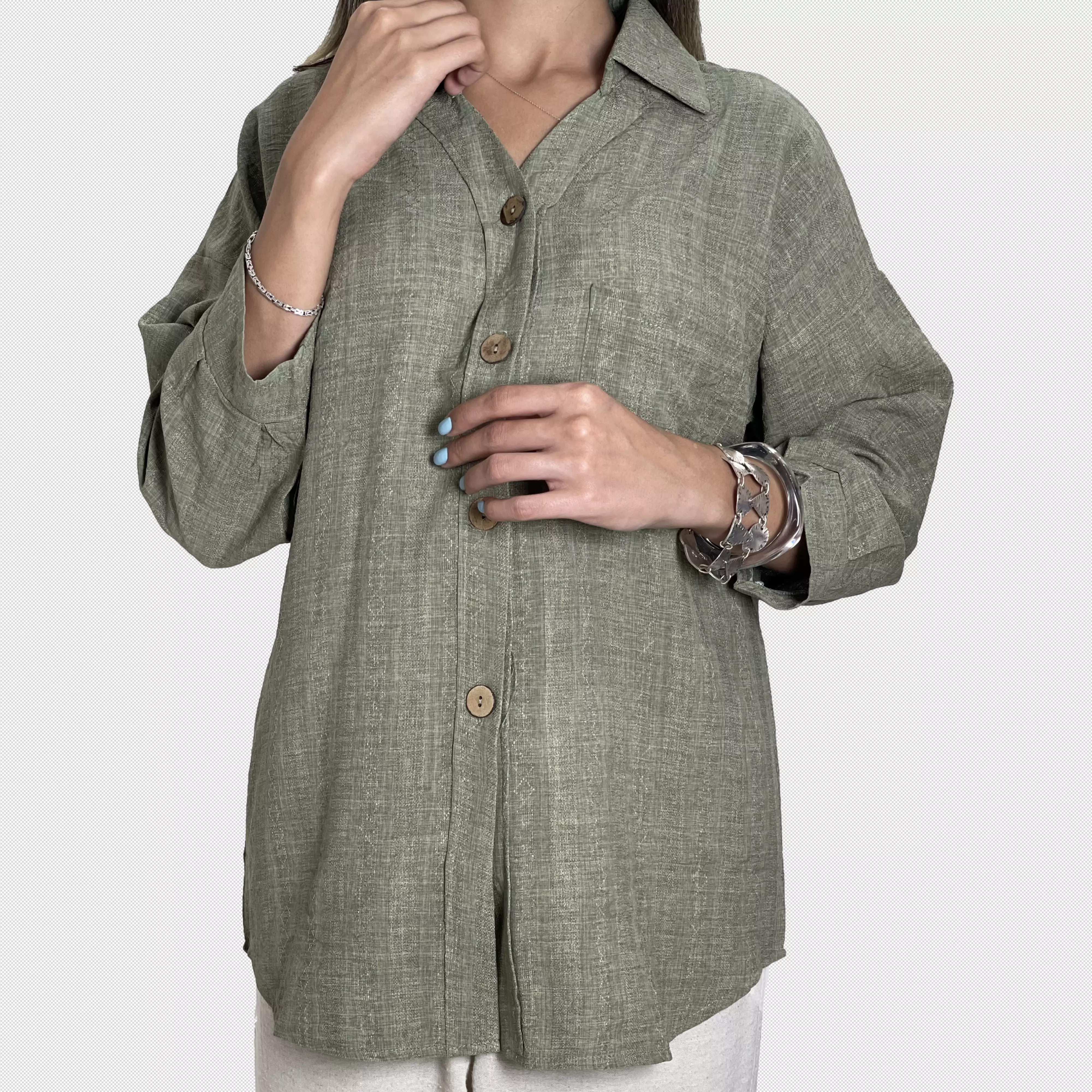 شومیز دکمه چوبی MM